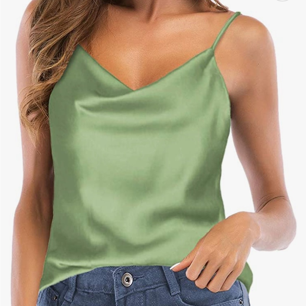Women’s Cowl Neck Satin Tank Top | Tinkerbell Green Shirt
